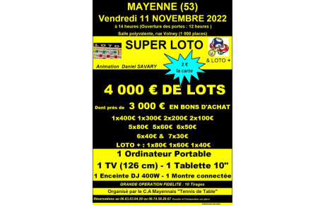 Affiche du SUPER LOTO du Club [11 Novembre 2022]